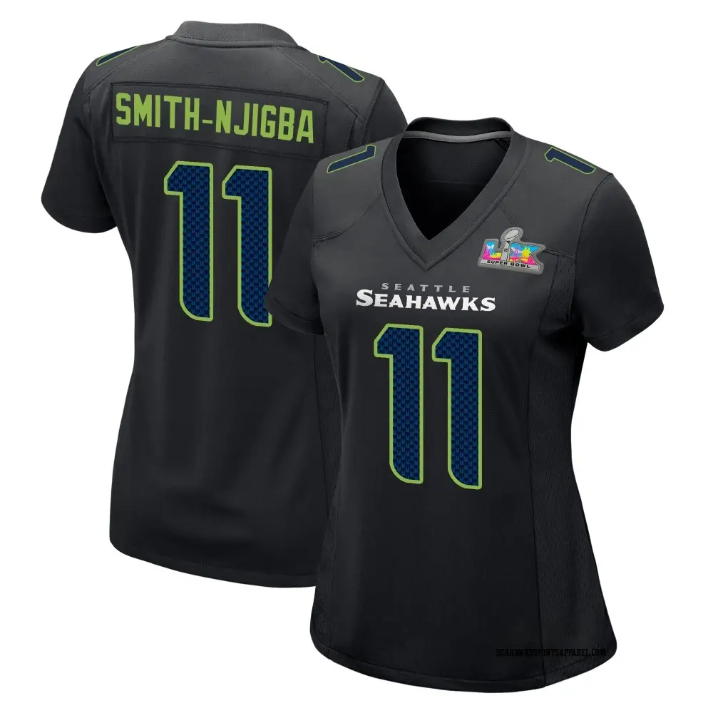 Game Black Women's Jaxon Smith-Njigba Seattle Seahawks Carbon Fashion Super Bowl LX Patch Jersey