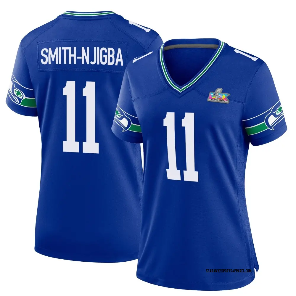 Game Royal Women's Jaxon Smith-Njigba Seattle Seahawks Throwback Super Bowl LX Patch Jersey
