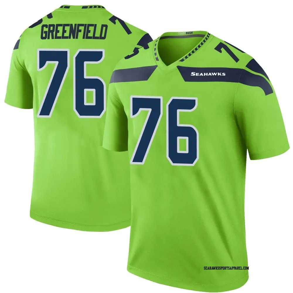 Legend Green Men s Garret Greenfield Seattle Seahawks Color Rush Neon Jersey Seahawks Store