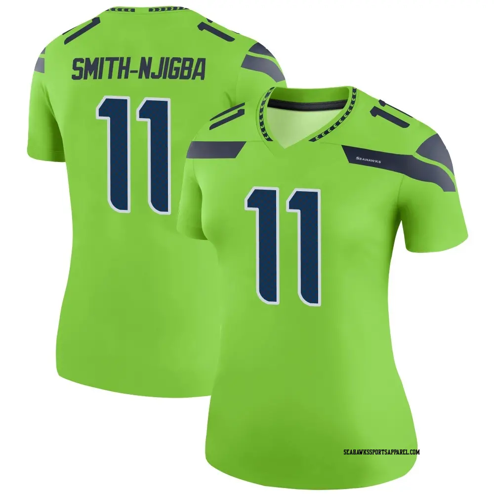 Legend Green Women's Jaxon Smith-Njigba Seattle Seahawks Color Rush Neon Super Bowl LX Patch Jersey