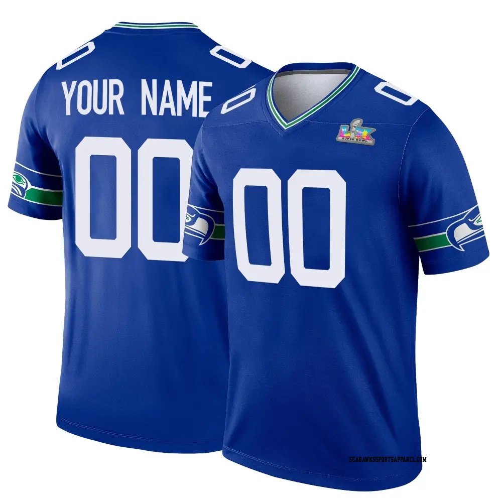 Legend Royal Men's Custom Seattle Seahawks Throwback Super Bowl LX