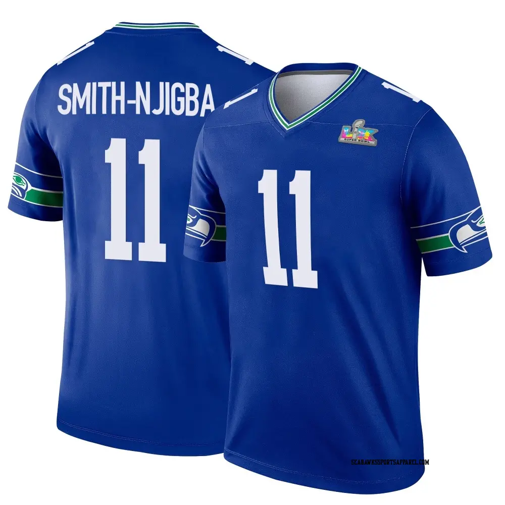 Legend Royal Men's Jaxon Smith-Njigba Seattle Seahawks Throwback Super Bowl LX Patch Jersey