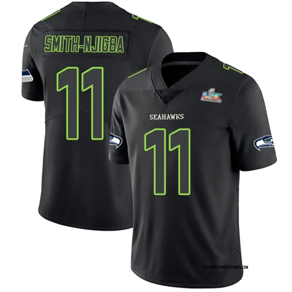 Limited Black Impact Youth Jaxon Smith-Njigba Seattle Seahawks Super Bowl LX Patch Jersey