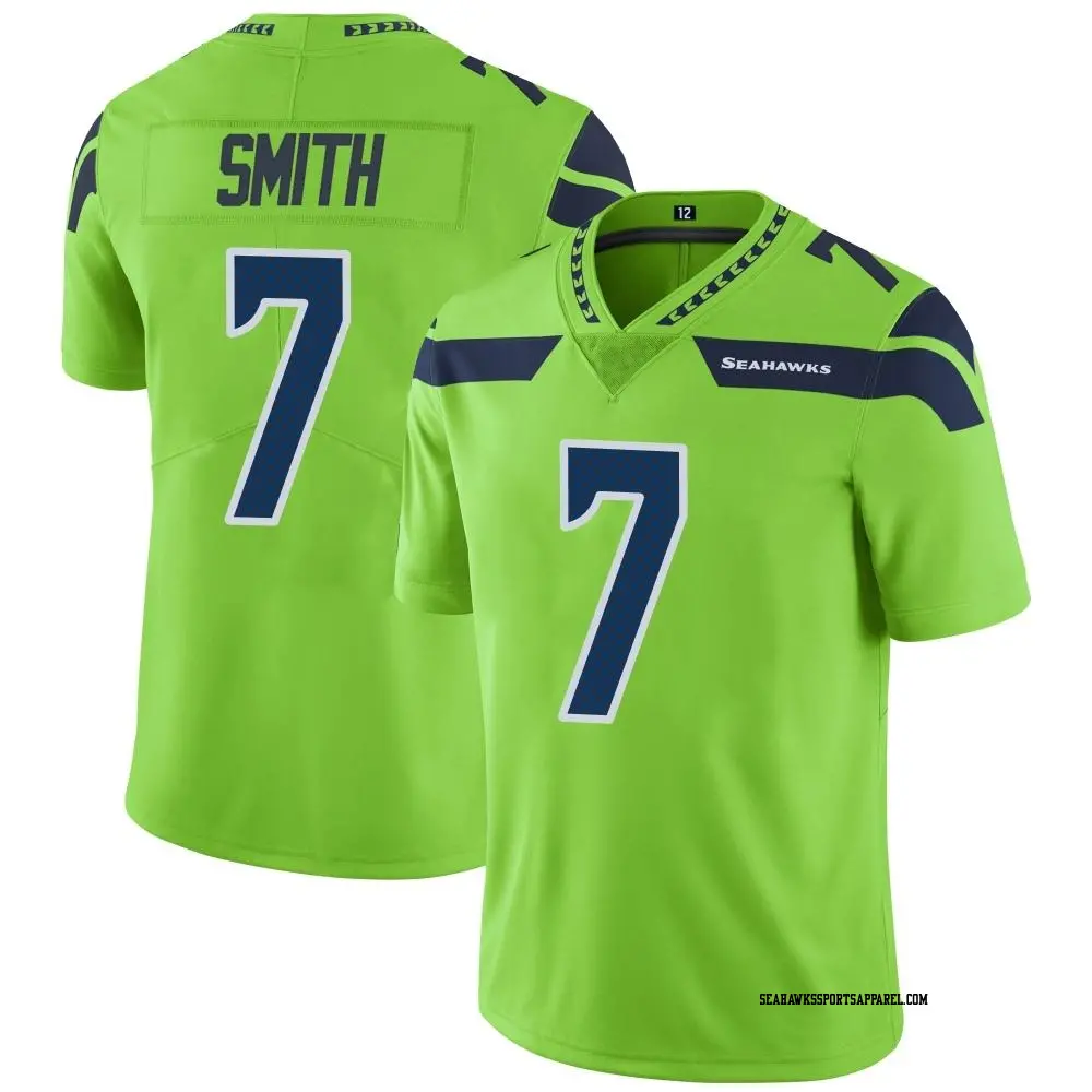 Limited Green Men s Geno Smith Seattle Seahawks Color Rush Neon Jersey Seahawks Store