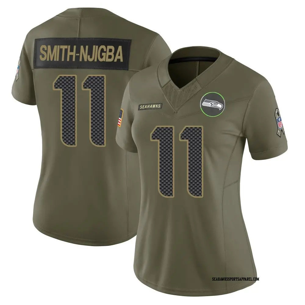 Limited Olive Women's Jaxon Smith-Njigba Seattle Seahawks 2025 Salute to Service Jersey